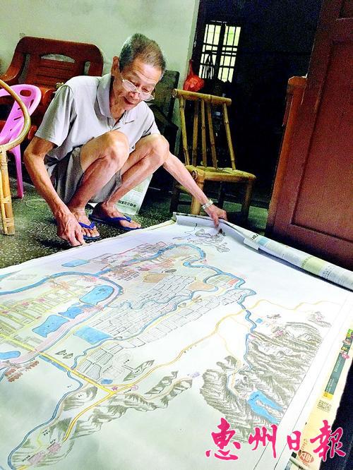 杨天锡手绘的博罗古城图。
